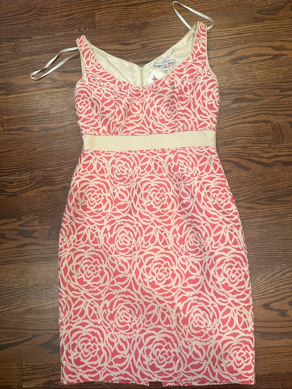 Maggy London Pink and Cream Floral Lace Mini Dress